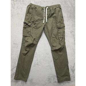 Forever 21 Cargo Pants Mens 2XL Olive Drawstring‎ Elastic Waist Stretch Pockets
